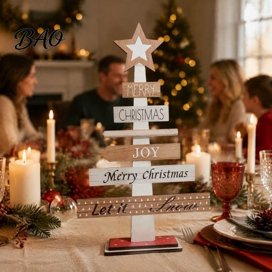 Handmade Xmas Table Centerpieces Christmas Tree Ornament, Wooden Letter Sign Decorative Ornaments Compact Stable Party Supplies for Holiday Home Decor