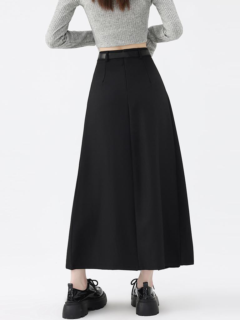 Women’s Pleated Skirt Preppy Style High Waist A Line Mid-length Skirts Vintage Casual Y2k Clothing Autumn