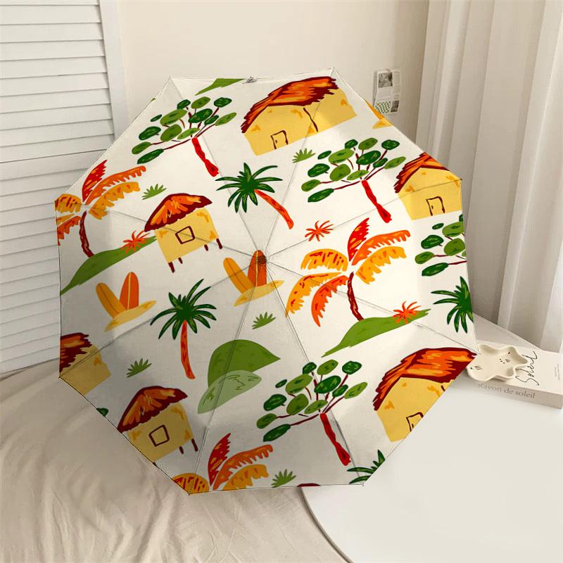 

1PC beach village Umbrella-8-Rib Reinforced Portable Folding Travel Suitable for All Seasons Outdoor Daily Use-G351