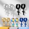 Stainless Steel Cross Dangle Hoop Earrings Short Snap Clasp Ear Buckles Hip Hop Punk Trendy European American Fashion Jewelry