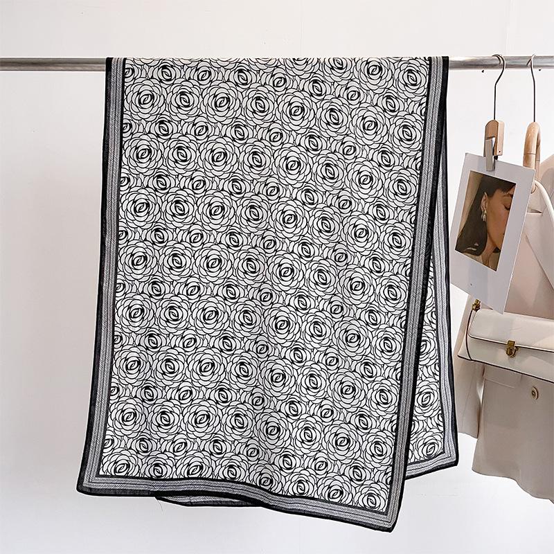Spring and summer fashion cotton and linen long towel thin camellia cotton and linen large shawl silk scarf warm office air conditioner shawl 70*180cm