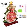 Christmas Countdown Calendar DIY Rhinestone Painting Calendar, 25 Days Rotating Holiday Activity Tree Advent Wooden Tabletop Ornament for Home