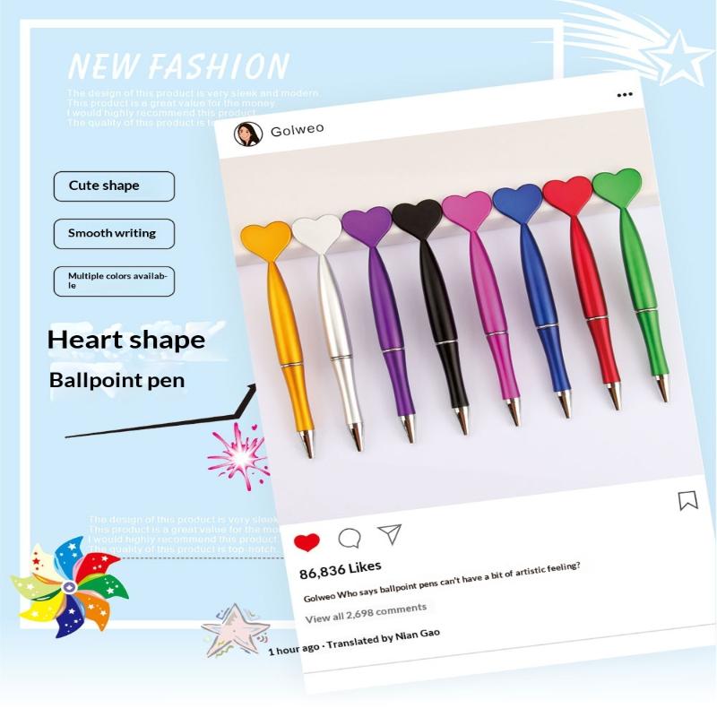 12Pcs Valentine'S Day Heart Shape Pens Black Gel Ink Rollerball Pens For Office School Supplies Gift Kids Ballpoint Pens