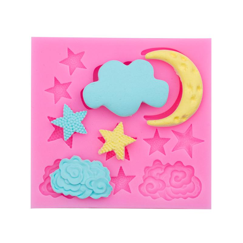 DIY Fondant Cake Silicone Mold Set: Cloud, Star, Moon, Chocolate Design