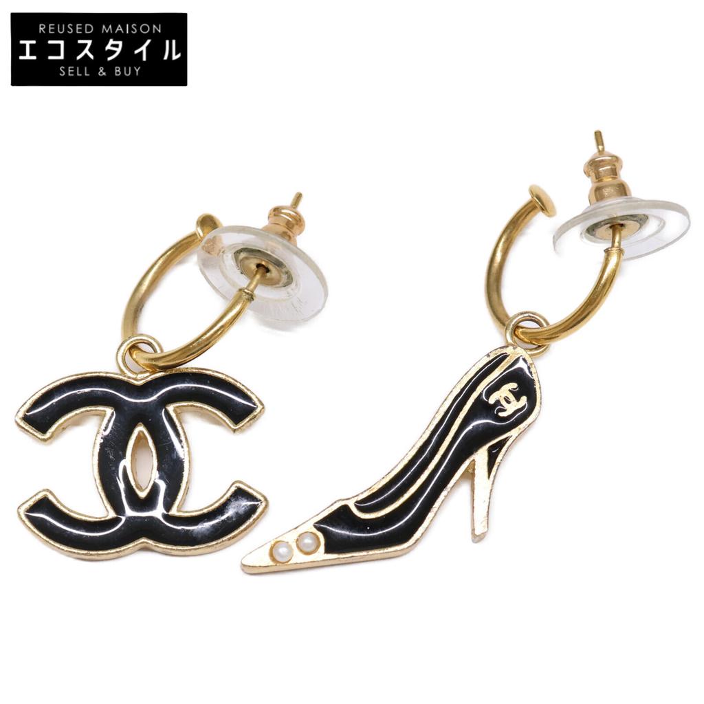 CHANEL 02A Coco Pumps Heel Earrings earring Black / goldUsed