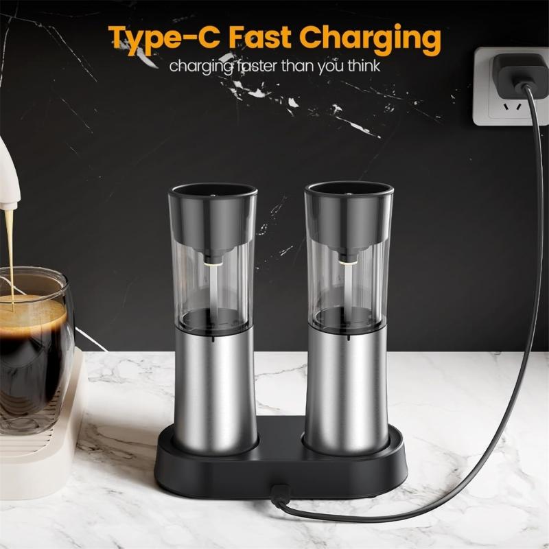 Electric Peppers Mill Automatic Salt Mill Peppers Grinder USB Rechargeable Adjustable Mill Suitable for Kitchen Cooking