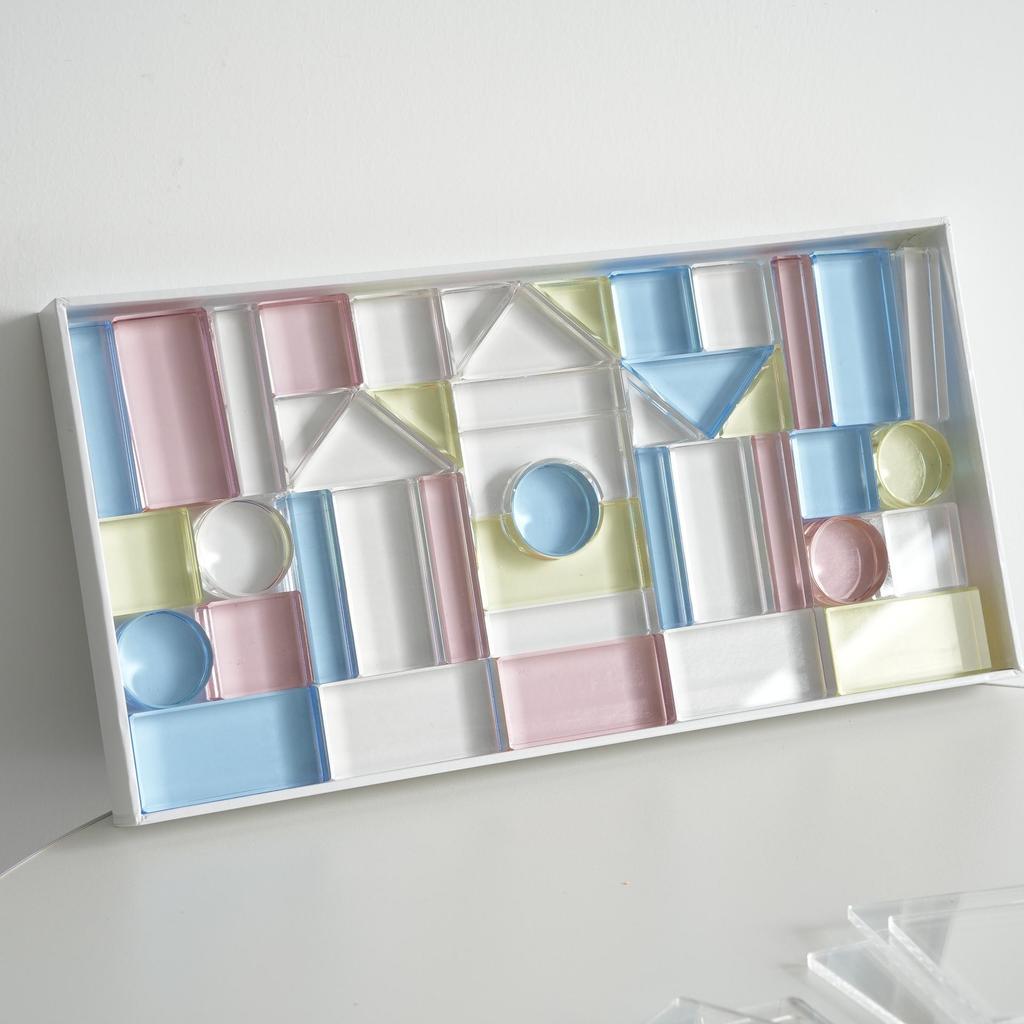 Transparent Rainbow 3D Building Blocks: Educational Acrylic Cubes for Children