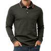 Men's Long Sleeve Polo Shirt Classic Solid Color Button Down Collar Slim Fit Casual Top for Everyday Wear Comfortable Fabric