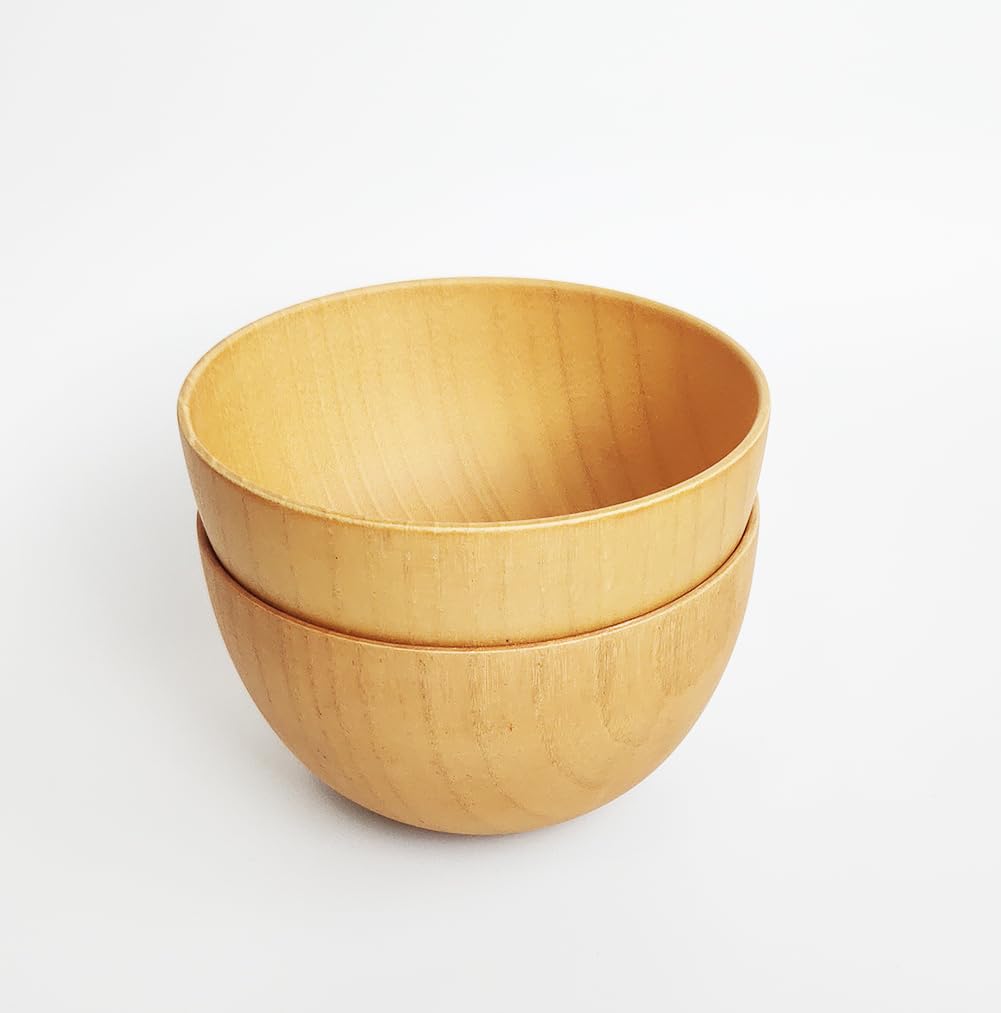 KXLCGYK Wooden Miso Soup and Rice Bowl Set of Lightweight Suitable for and Miso Wood Grain and Dinnerware Set Bowls, Bowl, 2, Bowls, Soup, Rice, Soup,