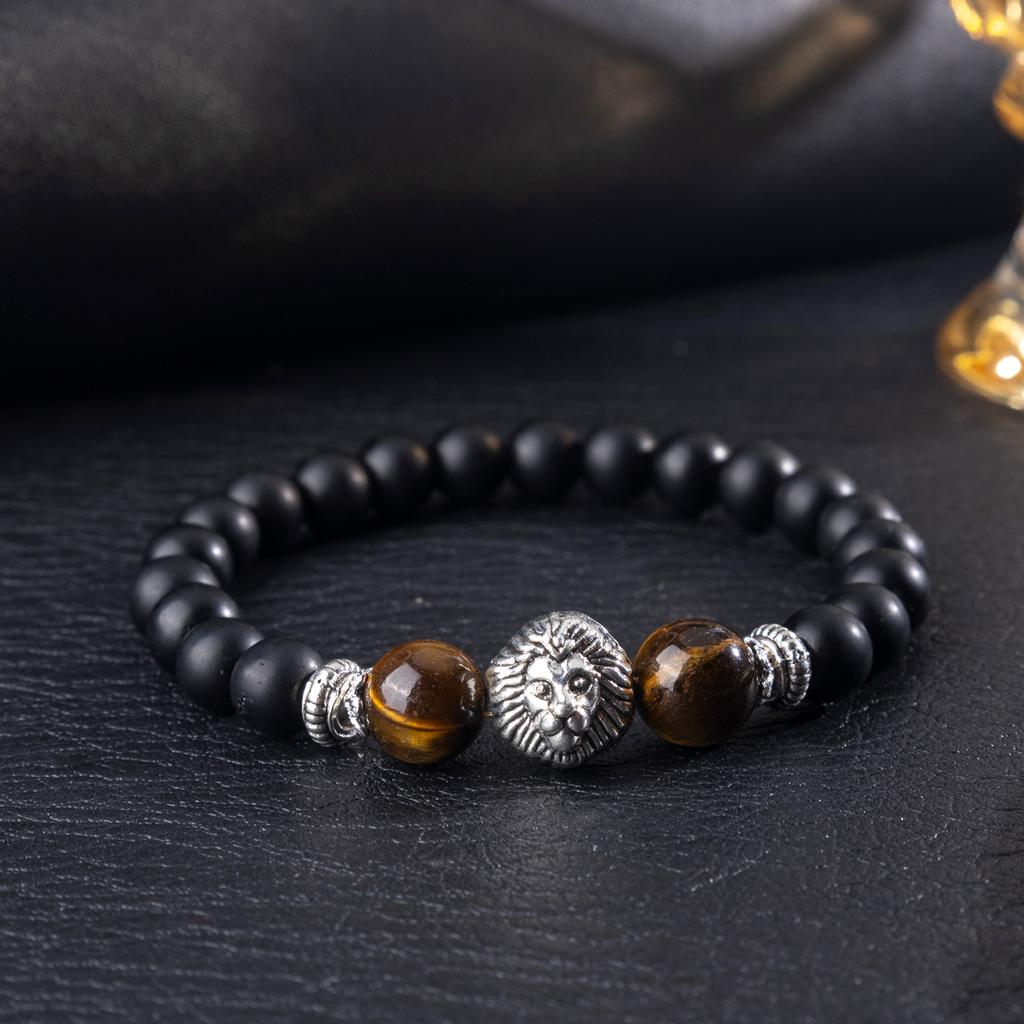 Natural Stone Bracelet, Tiger Eye, Black Matte Beaded Bracelet, Bohemian Men's Bracelet, Accessories