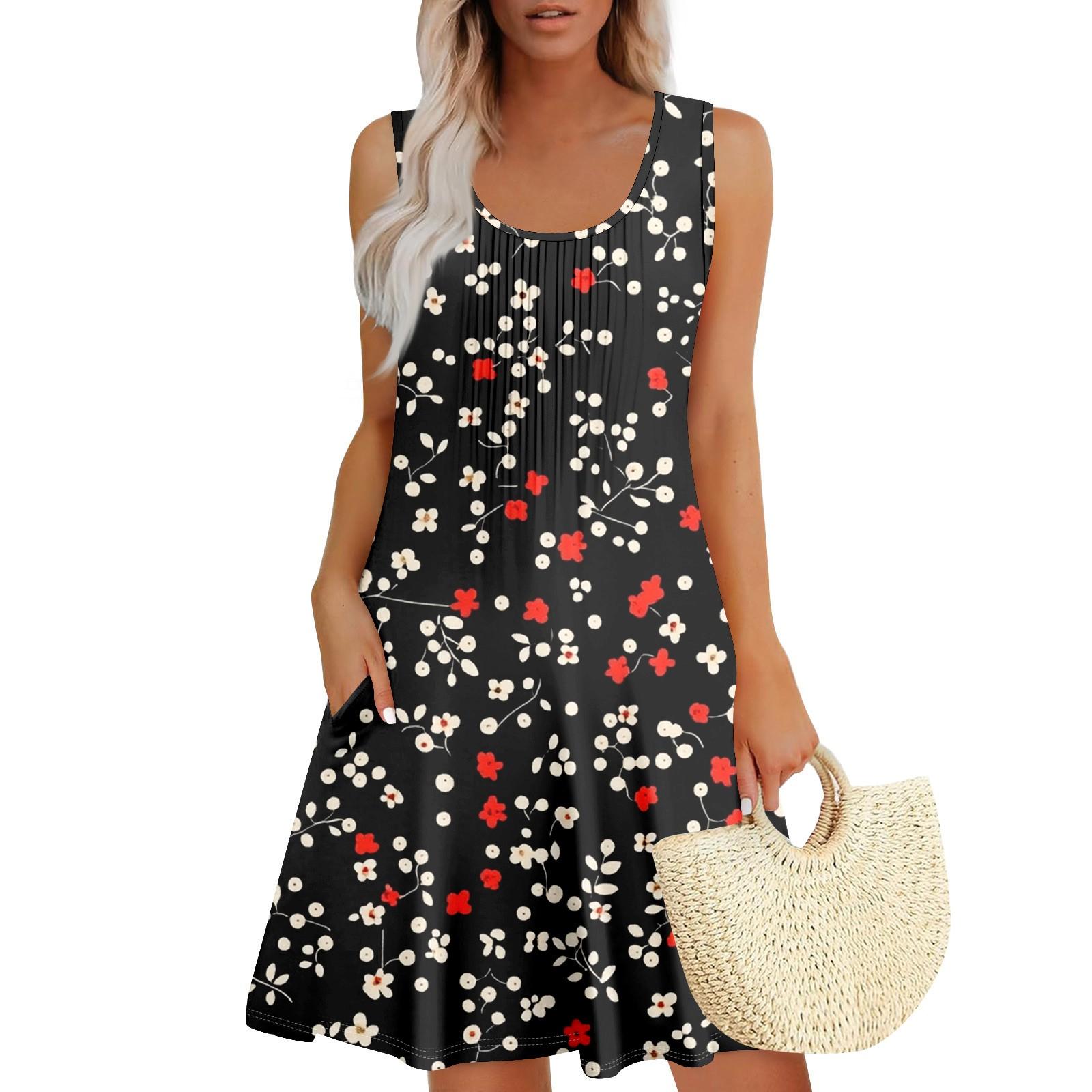 

Женский повседневный сарафан с карманами, летнее пляжное платье в стиле бохо, праздничное платье для женщин, платья-майки L чёрный