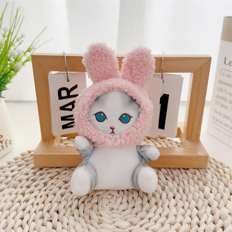 Fluffy Plush Toy Adorable Cat Rabbit Keychain Soft Stuffed Animal Doll