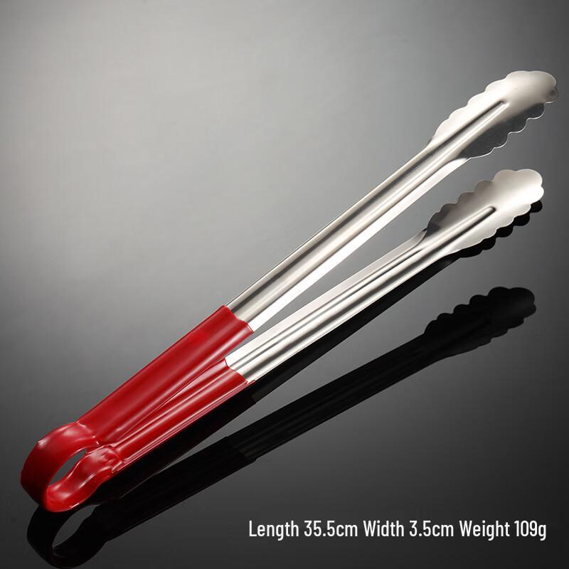 Stainless Steel Red Handle Food Tongs