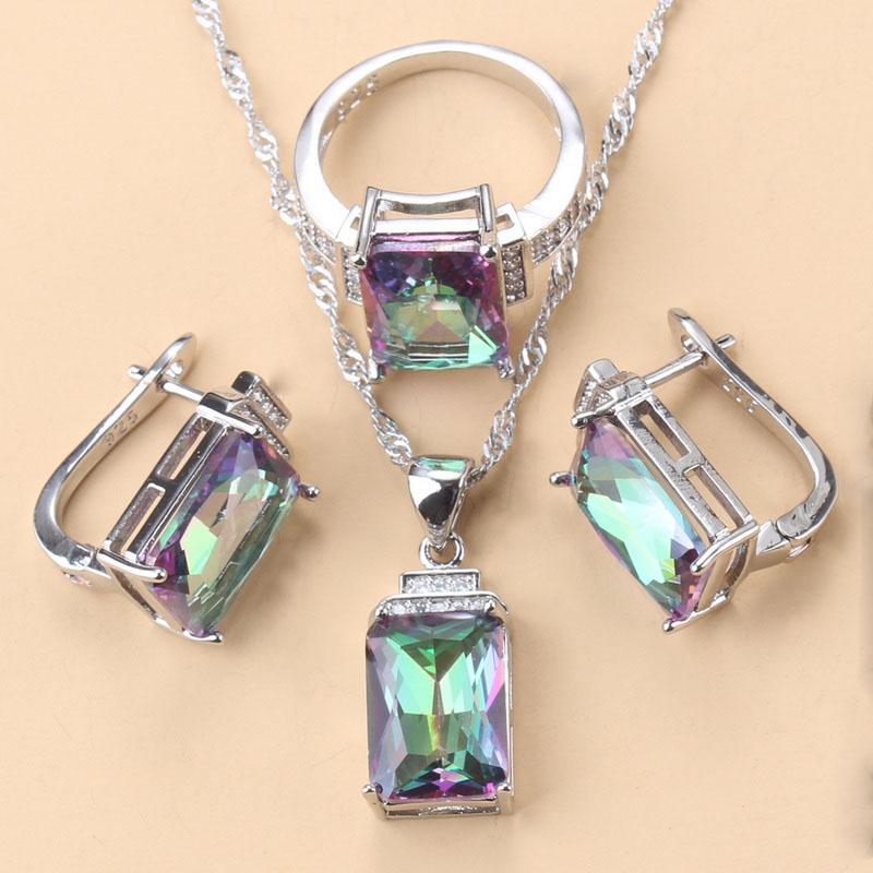 Elegante Damen Braut Grünstein Clip Ohrringe Und Halskette Eheringe Charm Schmucksets 7 beige