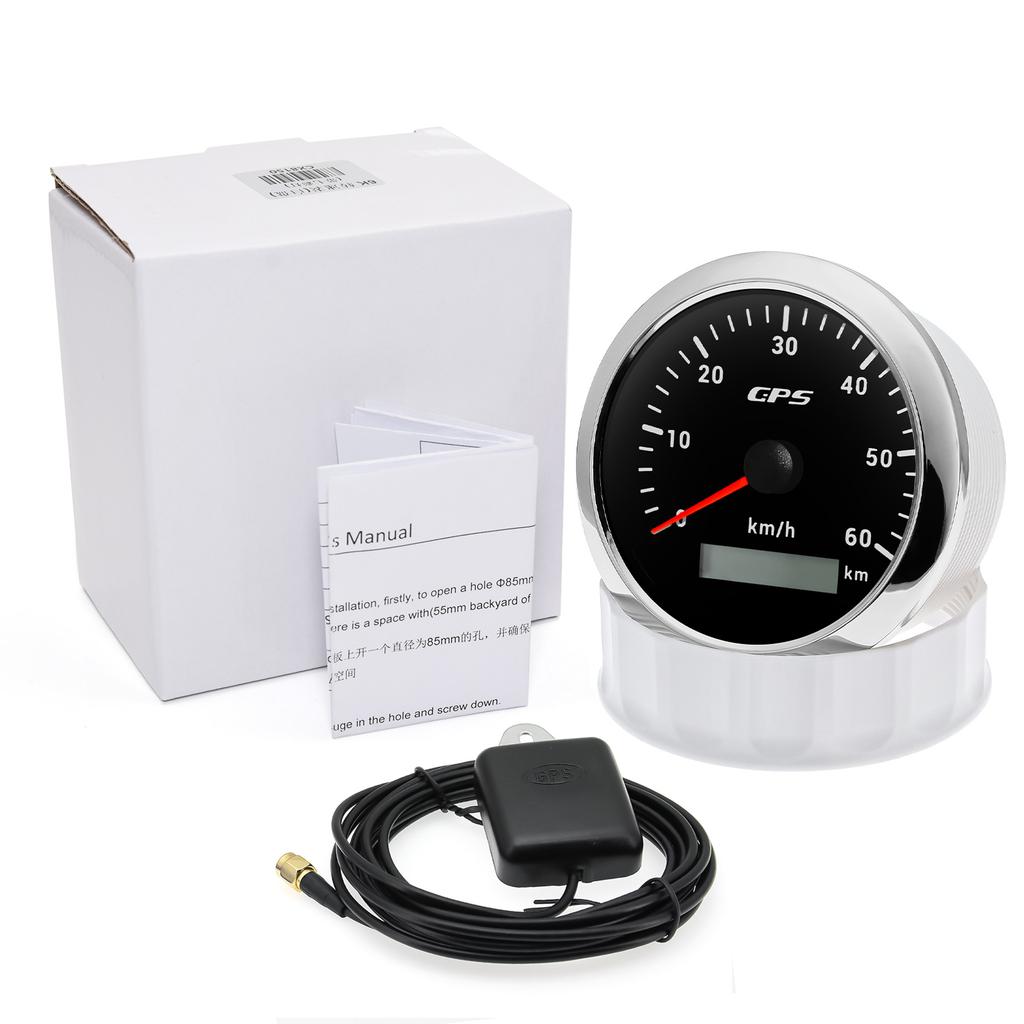 85mm Digital GPS Speedometer With GPS Antenna 30/60/80/120/200KMH Speed Meter Gauge For Car Boat Truck 7 Color Backlgiht 9-32V