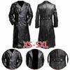 Men's Plus Size Double-Breasted Leather Trench Coat - German Military Style for Autumn/Winter