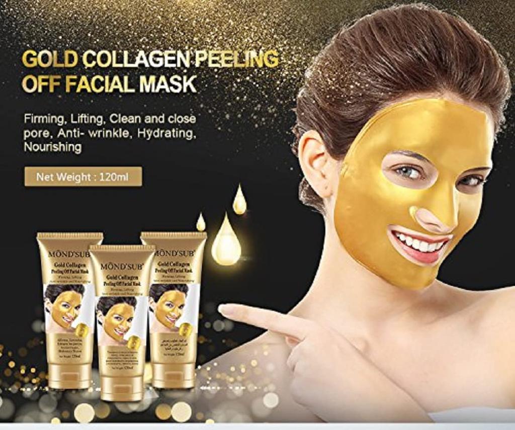 MOND'SUB Gold Kollagen Peel-Off-Maske - 120ML - 1er-Packung mit KOSTENLOSER Wespro Bio-Cellulose Augenmaske aus fermentiertem Kokoswasser - 5er-Packung