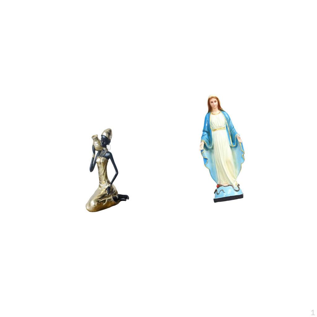 African Tribal Lady Statue Table Decoration Handmade Craft Collectible Art Piece Resin Ornament