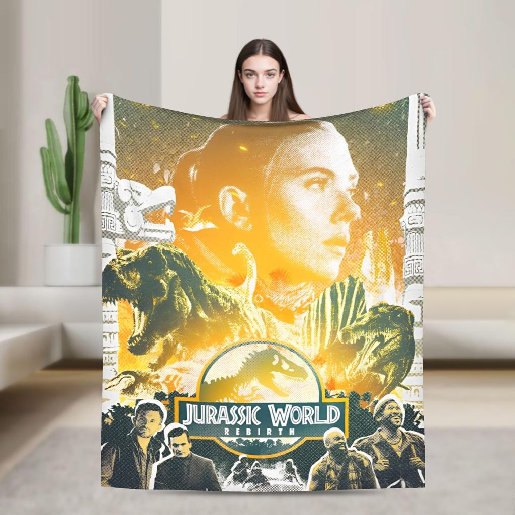 Jurassic Rebirth Spinosaurus Attack Världsplädar Dinosaurie Fleece Rolig Varm Pläd för Sängöverkast Höst/Vinter Utomhus