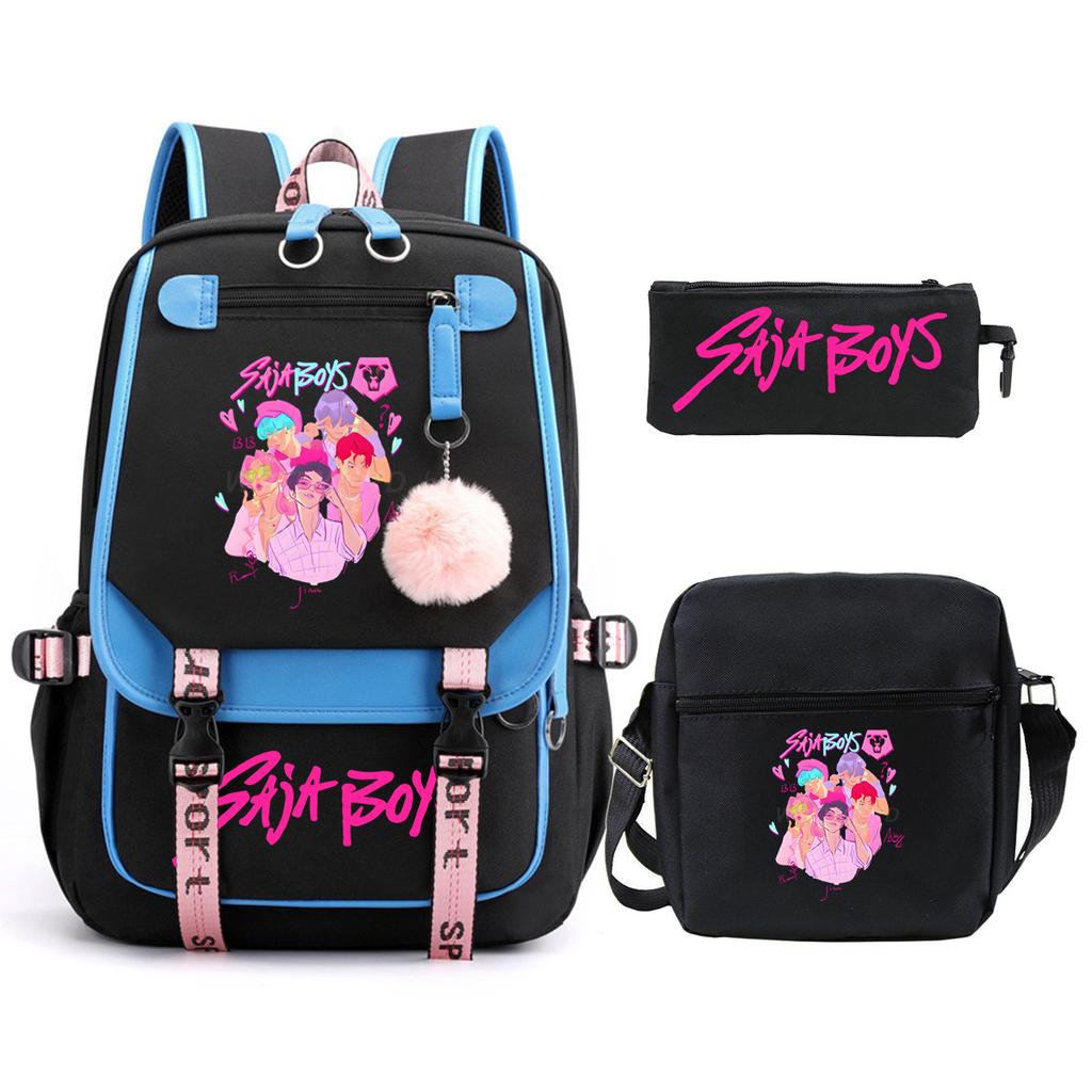 Animation Cartoon Peripheral Primary And Secondary School Students Schoolbag Multi-Functional Large-Capacity Leisure Backpack Three-Piece Set