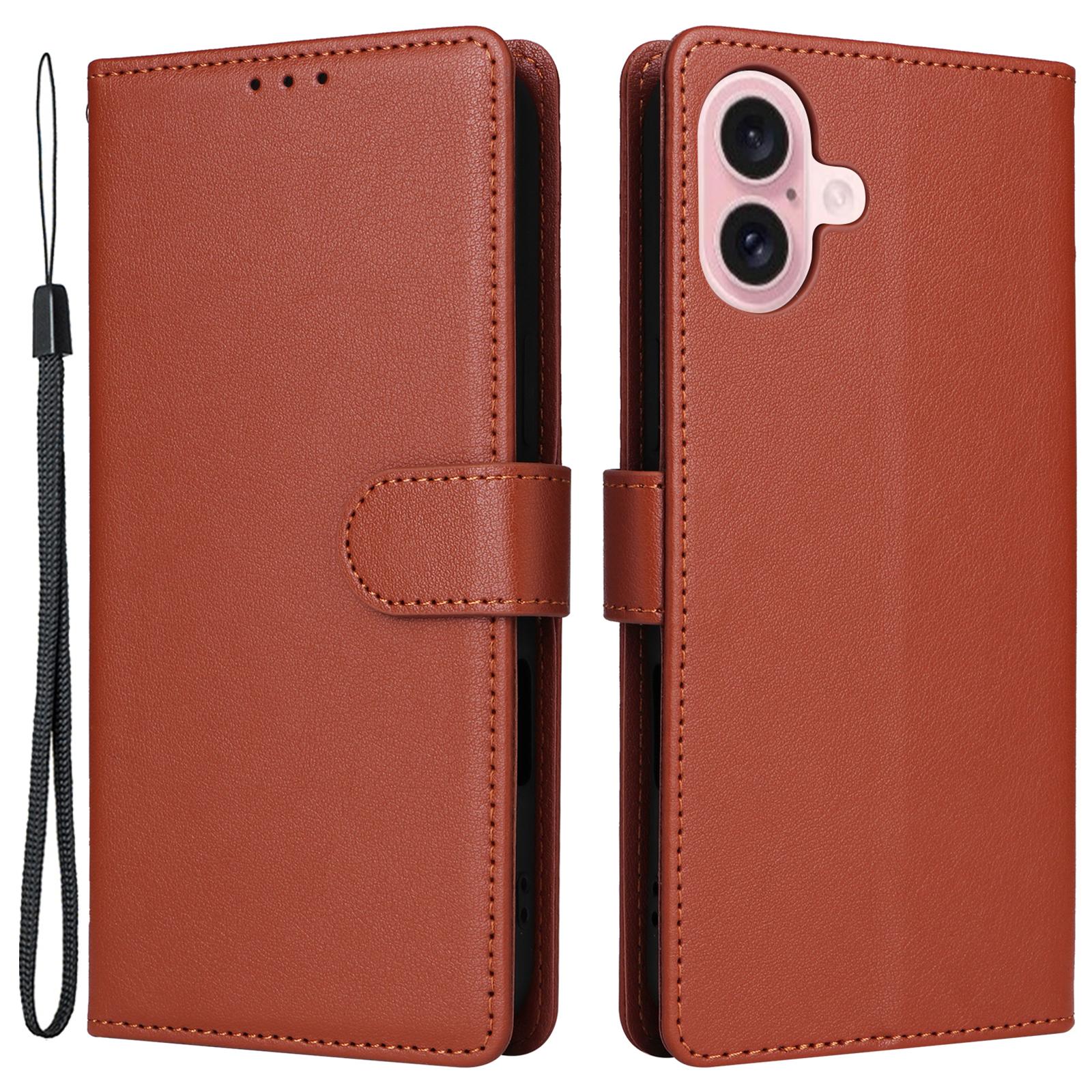 

For iPhone 16 Wallet Case 3 Card Slots Slim-Fit PU Leather Stand Phone Cover