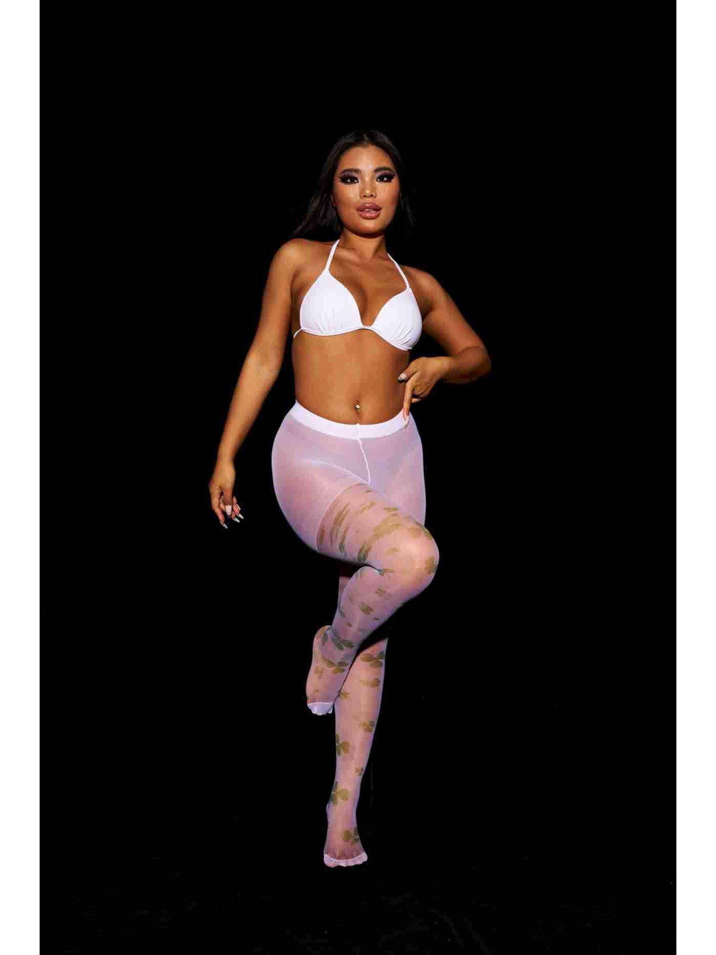 

Колготки из черного шелка с защитой от зацепления Four-Leaf Clover — летние тонкие, с красной сетчатой сердцевиной, для весны и осени One Size 176-330 lbs белый