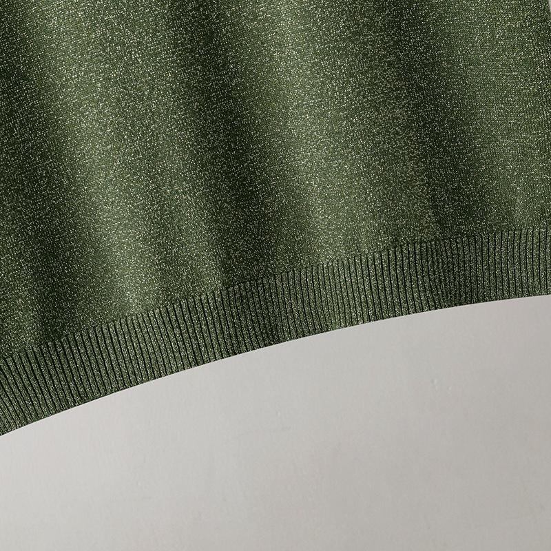 Sommer Damen Helles Seide Kurzarm Einfarbig Locker Dünn Rundhals Vielseitiges Halbarm Strick-T-Shirt