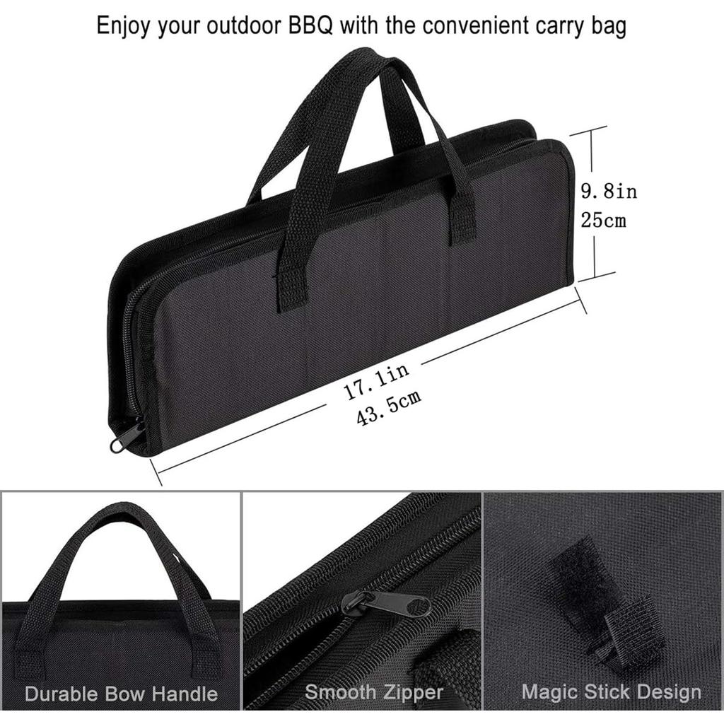 Barbecue Grill Tools Set - Stainless Steel BBQ Accessories with Storage Bag Men Women Outdoor Grilling Kit Barbecue Grill Utensils for Camping Party