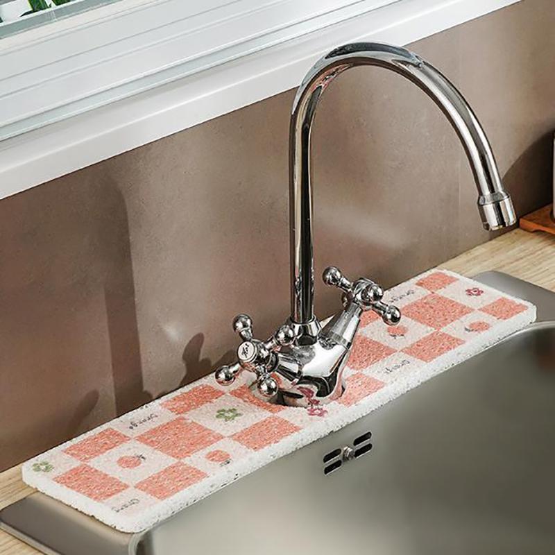 Kitchen Sink Splash Guard Sponge Customizable Dish Drying Mat Bathroom Sink Water Catcher Absorbent Mat Countertop Protector