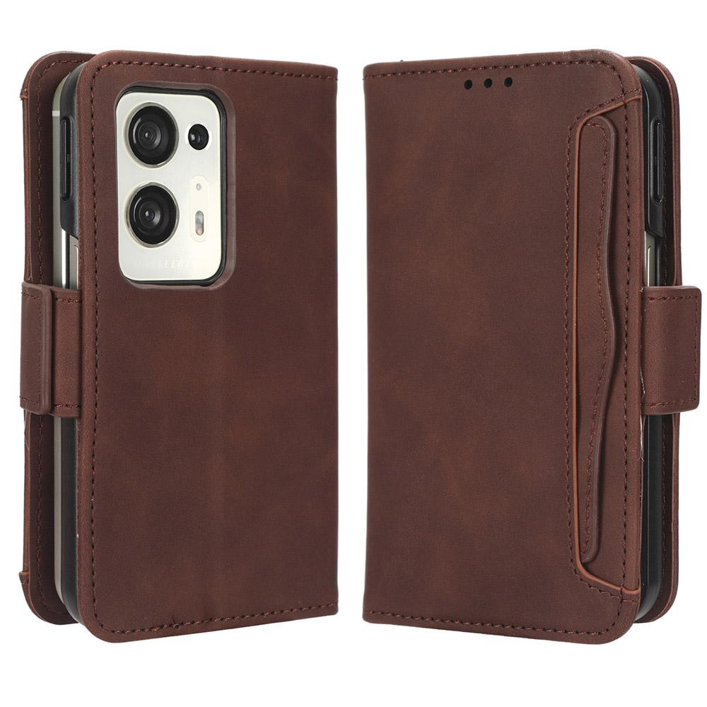 

For Oppo Find N2 5G Multiple Card Slots Flip Stand Cover Shockproof PU Leather Wallet Phone Case Brown
