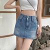 Youthful and Slimming Vintage Skirt Pants A-line Short Skirt High Waist Design Double Buckle Package Hip Skirt Ladies Summer Fashion Denim Short Skirt