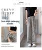 2026 Women's Black & White Striped High Waist Casual Wide-Leg Pants