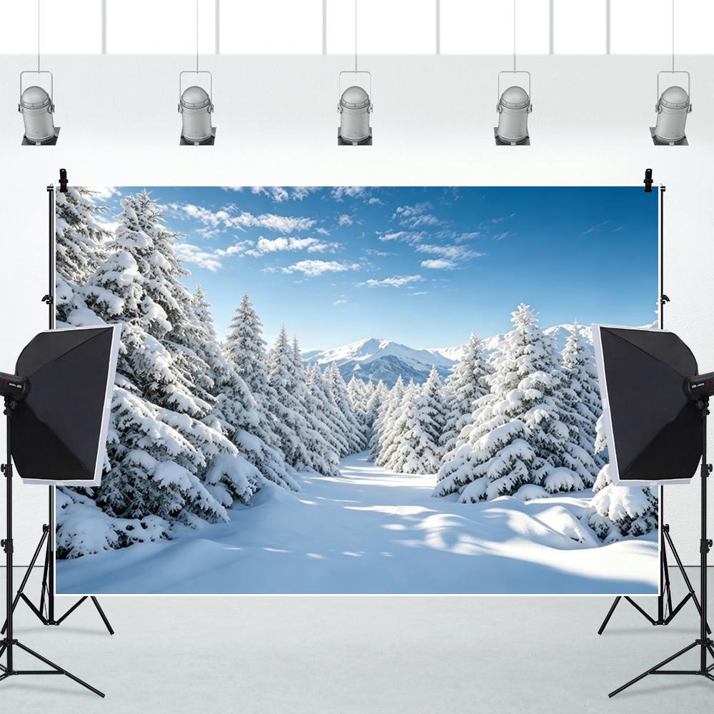 Yeele Photography Backdrop Winter Forest Snow Scenery Large Hanging Banner Pine Trees Kid Aldult Portrait Decor Photo Background
