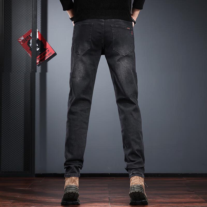 Jie Leinuo Men's Trendy Retro Washed Slim Fit Skinny Jeans