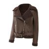 Fur and Fur Integrated Winter Jacket for Women Warm Suede Jacket European and American Leather Jacket with Waist Belt and Lapel Jacket for Women