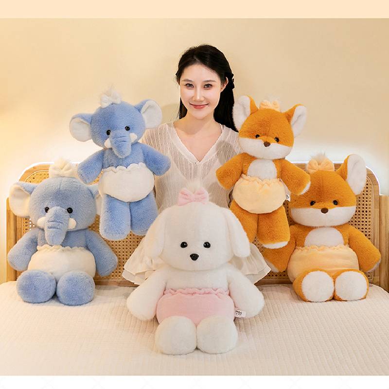 Little Elephant Fox Dog Plush Toy Cute Girl Sleeping Soothing Throw Pillow Doll