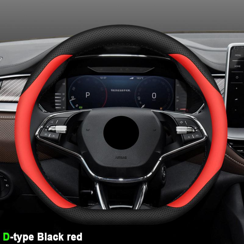 High Quality Leather Car Steering Wheel Cover Wrap for Skoda Octavia Rapid Superb Fabia Kodiaq Kamiq Anti-Slip Auto Accessories