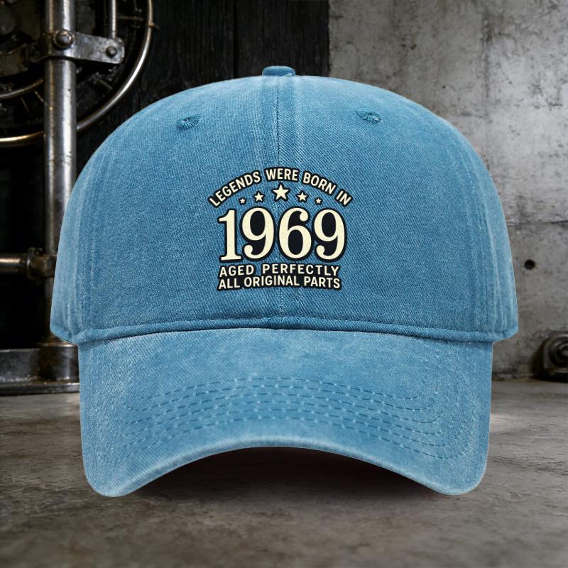 Washed Cowboy Hat a Unisexs Essential Travel Baseball Cap Featuring the Inscription Legends Were Born in  Aged Perfectly A