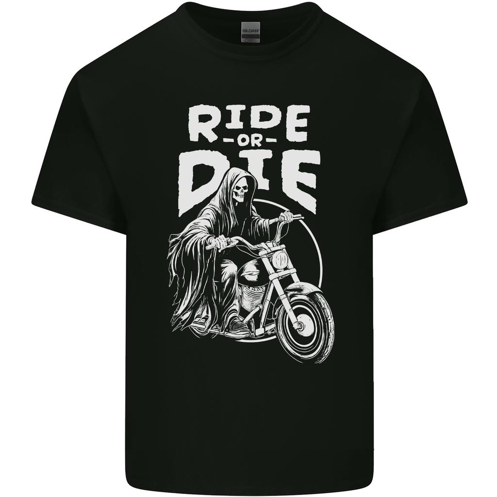 Ride to Die Grim Reaper Biker Bicycle Skull Unisexs Light Cotton TShirt