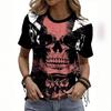 Summer Round Neck 3D Kull Print Top Fashionable Casual Short Sleeved Women's T-shirts