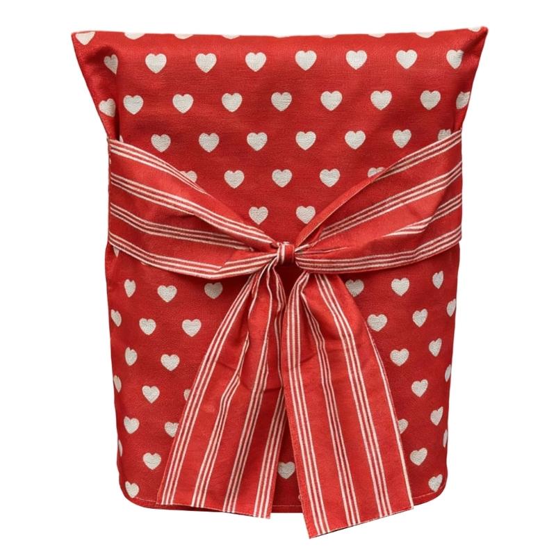 Front Tie Chair Back Slipcover Washable Polyester Chair Cover with Decorative Detail, Pull-Over Placement and Folding for Storage