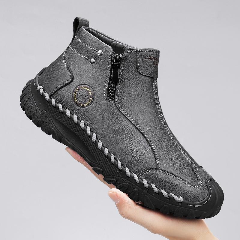 Pánské kožené boty nad kotník, ležérní tenisky, zimní plyšové boty, sněhule 39-45