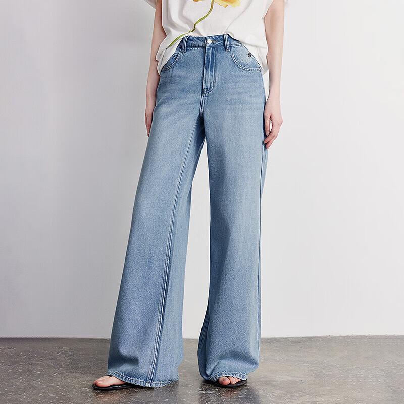 Chuyu JiaoDian Women's Floral Embroidered Wide-Leg Jeans