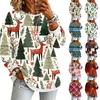 Women's Casual Christmas Print Long Sleeve Neck Pullover Top with Design