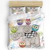 Cartoon Elephant Owl Bedding Set 3pcs Boys Girls Duvet Cover Pillowcase Kids Adult Quilt Cover Double Bed Set Home Textile