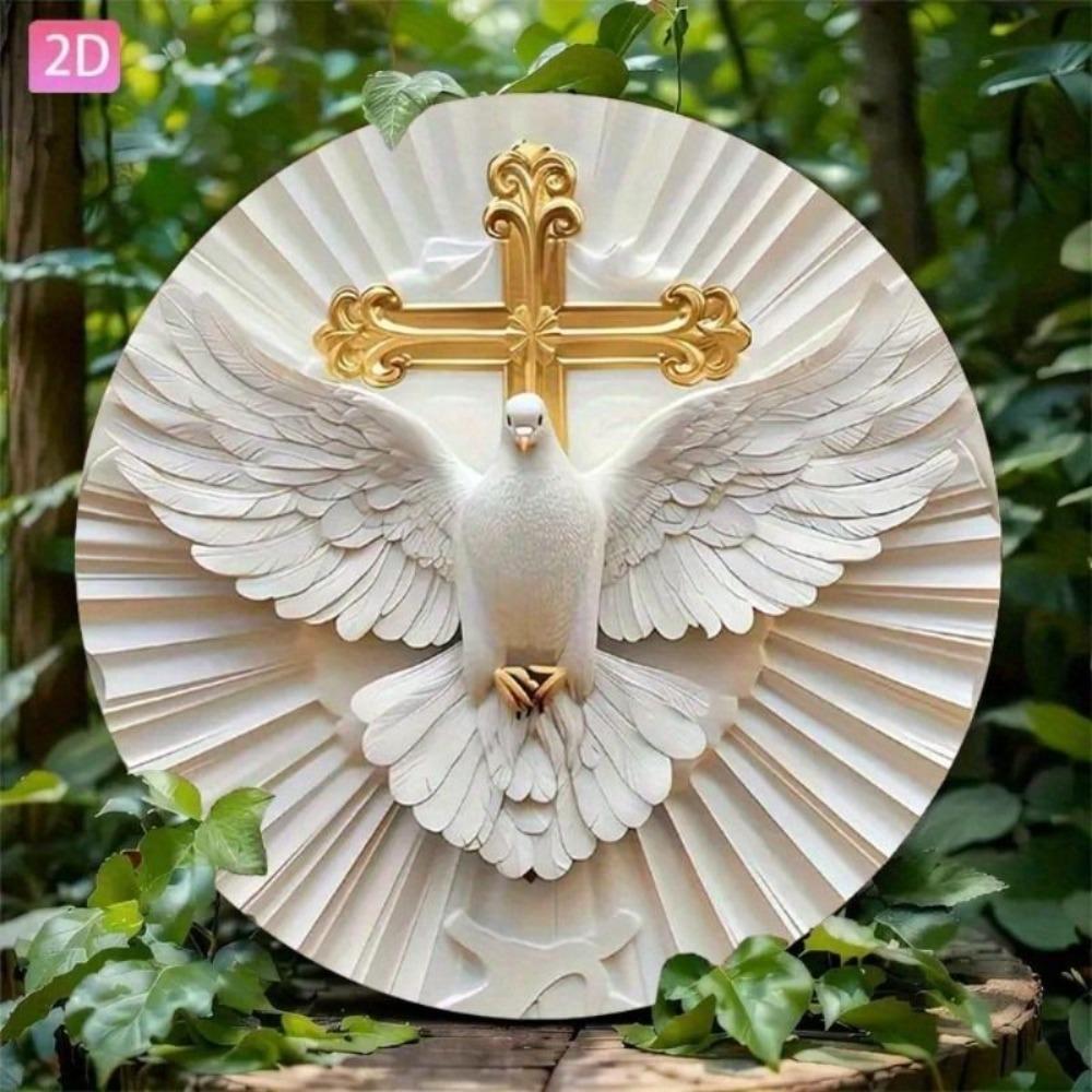 Metal Wall Sign Dove Cross Garden Kitchen Bar Garage Decor