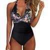 One Piece Swimsuit Women Backless Swimwear Leopard Print Swimsuit Floral Lace Up Bikini Summer 2025 Holiday Beachwear New