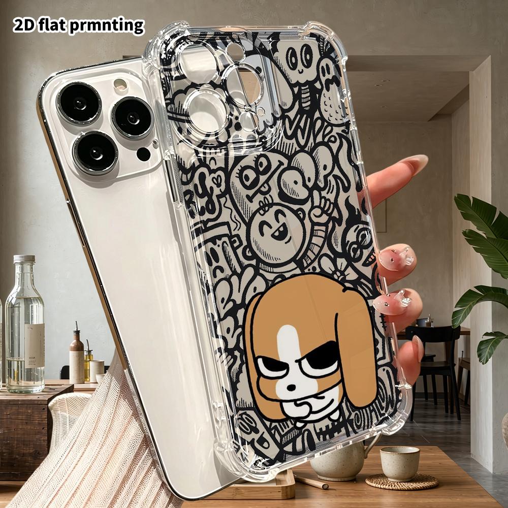 Phone Case: 2D Flat Fits iPhone 18 17 16 15 14 13 Pro, Transparent Four Corner Protective Case, Cool Angry Style, Christmas and Halloween Gift