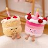 Cute Cherry Cake Plush Toy With Candle Soft Stuffed Doll Birthday Gift For Kids Home Party Decor