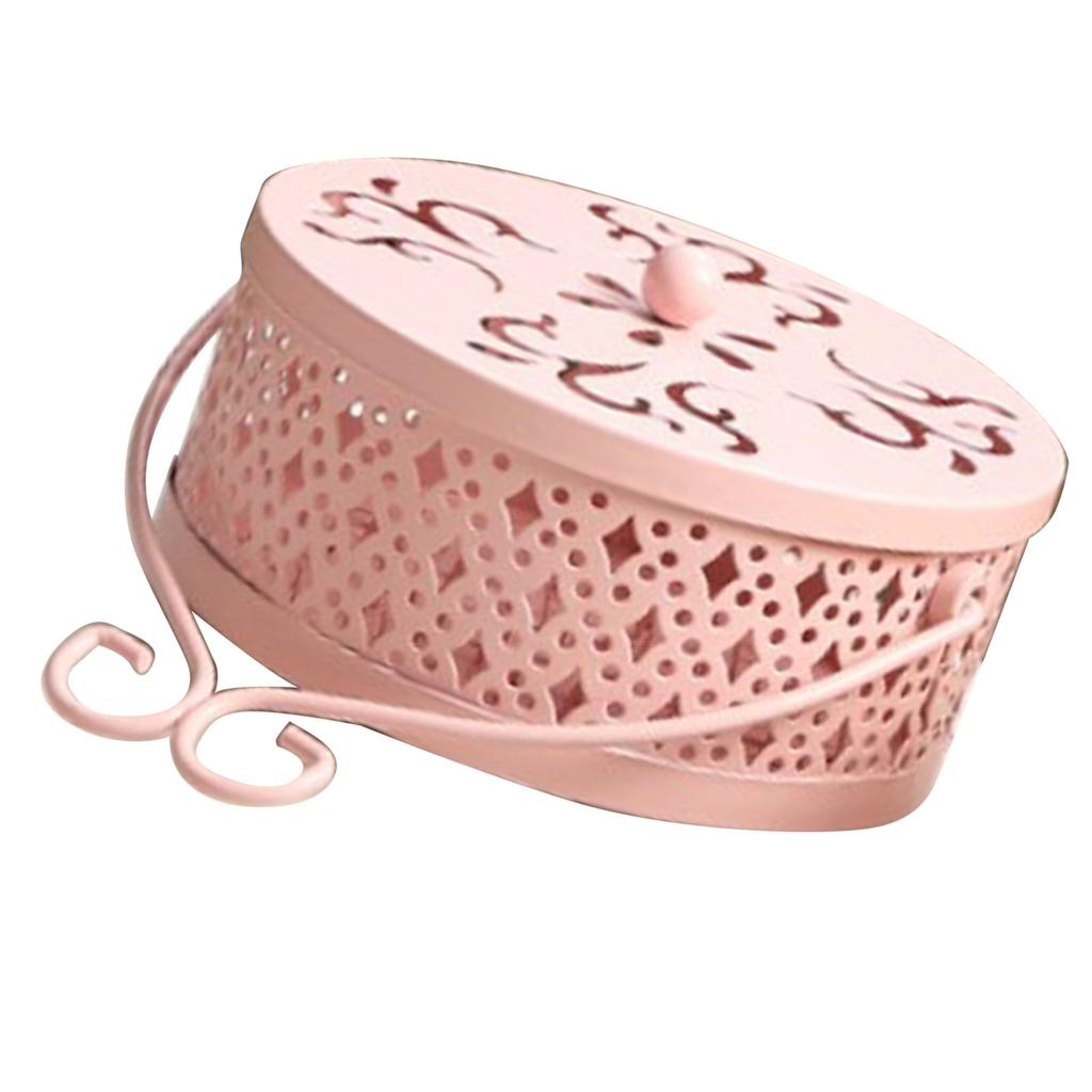 Mosquito Coil Holder Retro Portable Iron Art Fireproof Mosquito Incense Box with Lid for Home